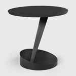 Oblic side table - varnished teak - black - round White Cliff Studio Side Table
