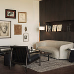 Oblic side table - varnished teak - black - round White Cliff Studio Side Table