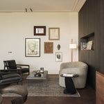 Oblic side table - varnished teak - black - round White Cliff Studio Side Table