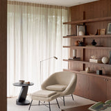 Oblic side table - varnished teak - black - round White Cliff Studio Side Table