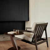 Oblic side table - varnished teak - brown - round White Cliff Studio Side Table