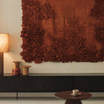 Oblic side table - varnished teak - brown - round White Cliff Studio Side Table