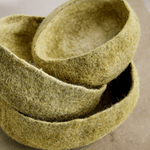 Olive Green Hand - Felted Wool Nesting Bowls