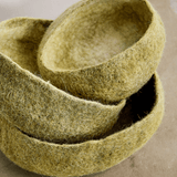 Olive Green Hand - Felted Wool Nesting Bowls