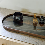 Organic tray - glass - Bronze - oblong - M White Cliff Studio Trays