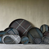 Organic tray - glass - Graphite - round - L White Cliff Studio Trays