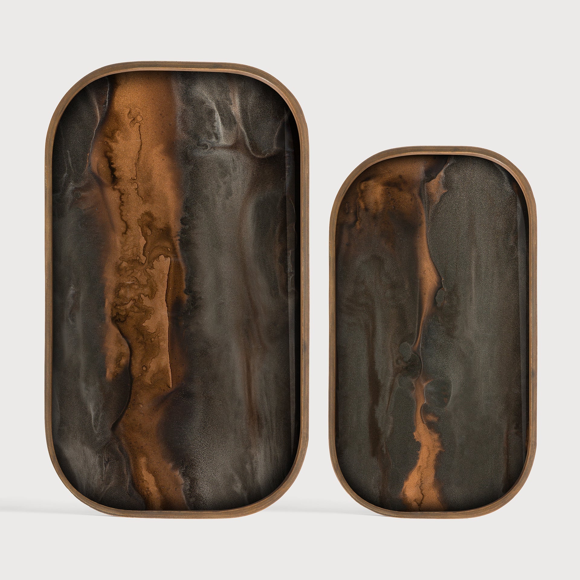 Organic valet tray - glass - Bronze - rectangular - XL White Cliff Studio Trays