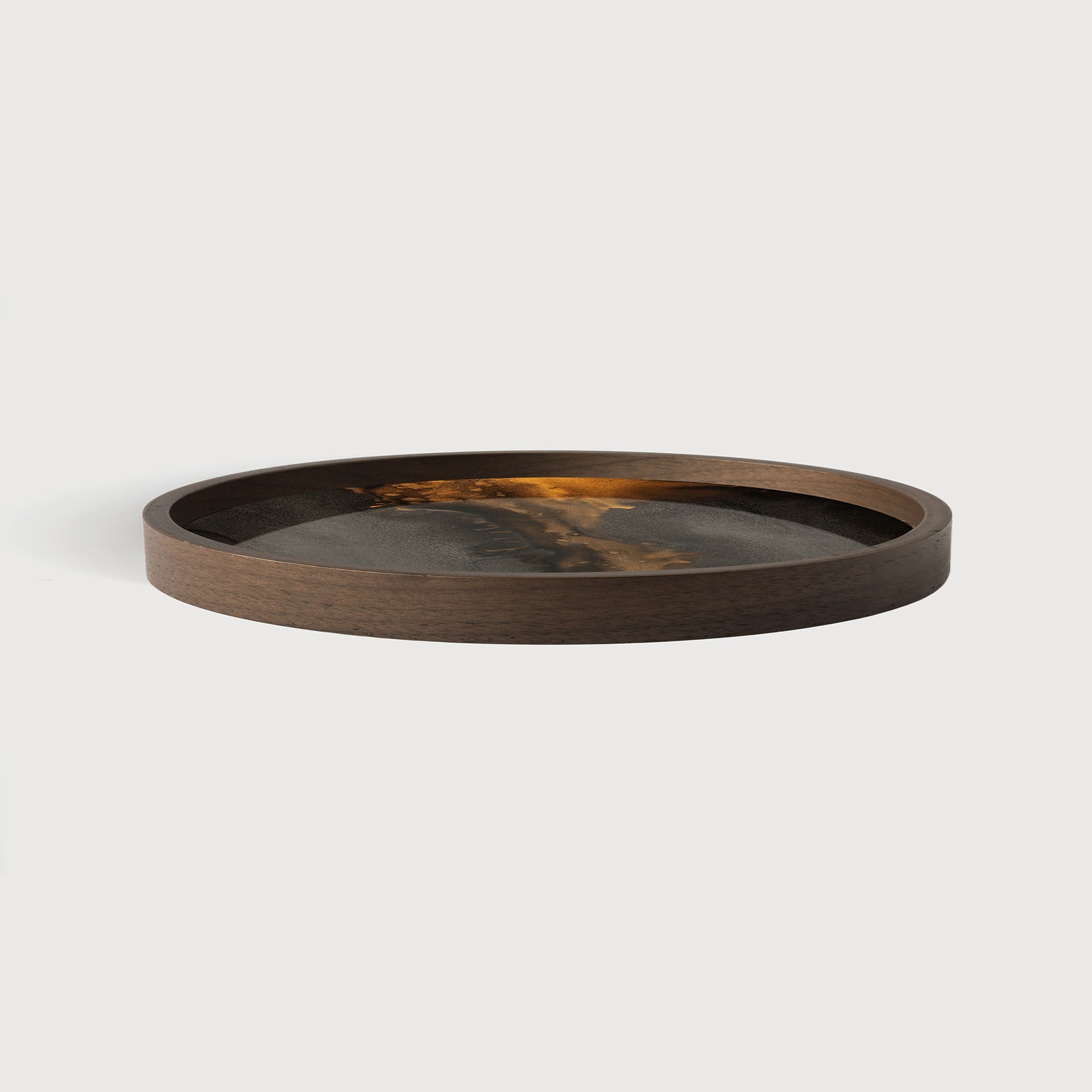Organic valet tray - glass - Bronze - round - L White Cliff Studio Trays