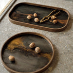 Organic valet tray - glass - Bronze - round - L White Cliff Studio Trays