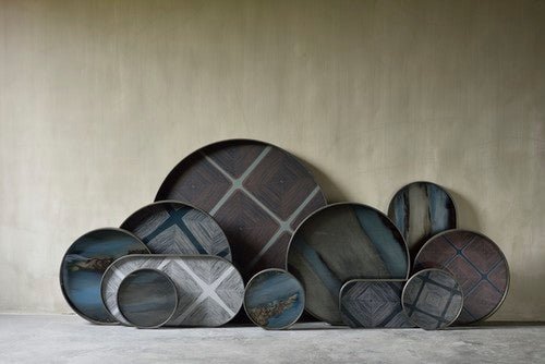 Organic valet tray - glass - Bronze - round - L White Cliff Studio Trays