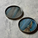 Organic valet tray - glass - Bronze - round - L White Cliff Studio Trays