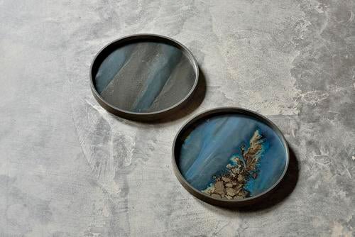 Organic valet tray - glass - Bronze - round - L White Cliff Studio Trays