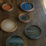 Organic valet tray - glass - Graphite - round - L White Cliff Studio Trays