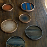 Organic valet tray - glass - Graphite - round - L White Cliff Studio Trays