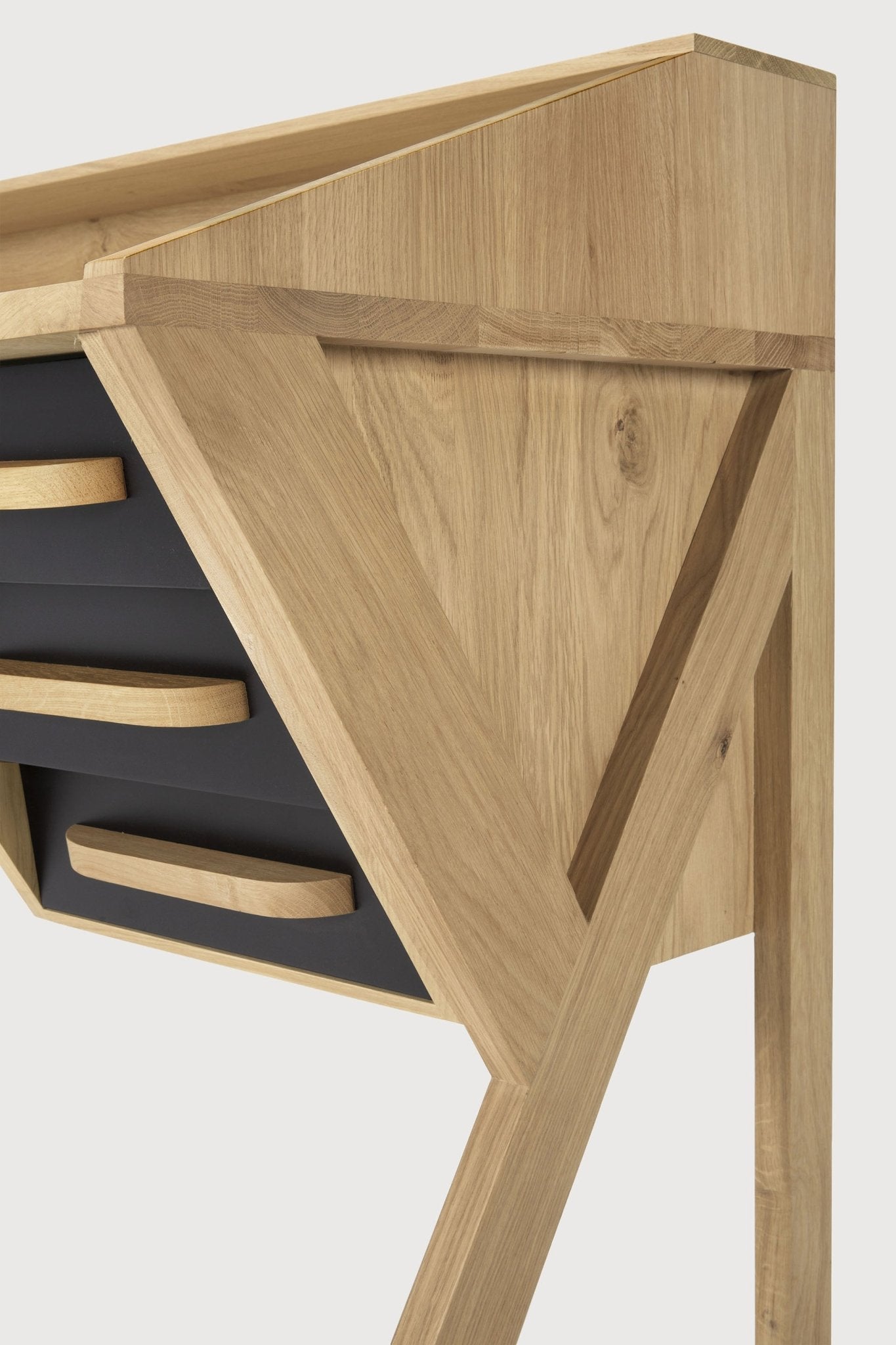 Origami desk - oak - black - 5 drawers - rectangular White Cliff Studio Desk