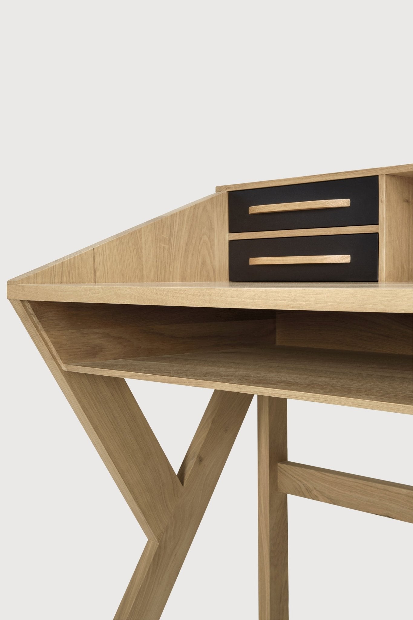 Origami desk - oak - black - 5 drawers - rectangular White Cliff Studio Desk