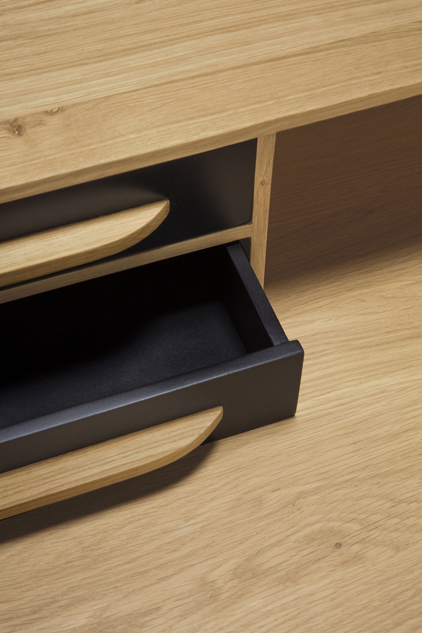 Origami desk - oak - black - 5 drawers - rectangular White Cliff Studio Desk