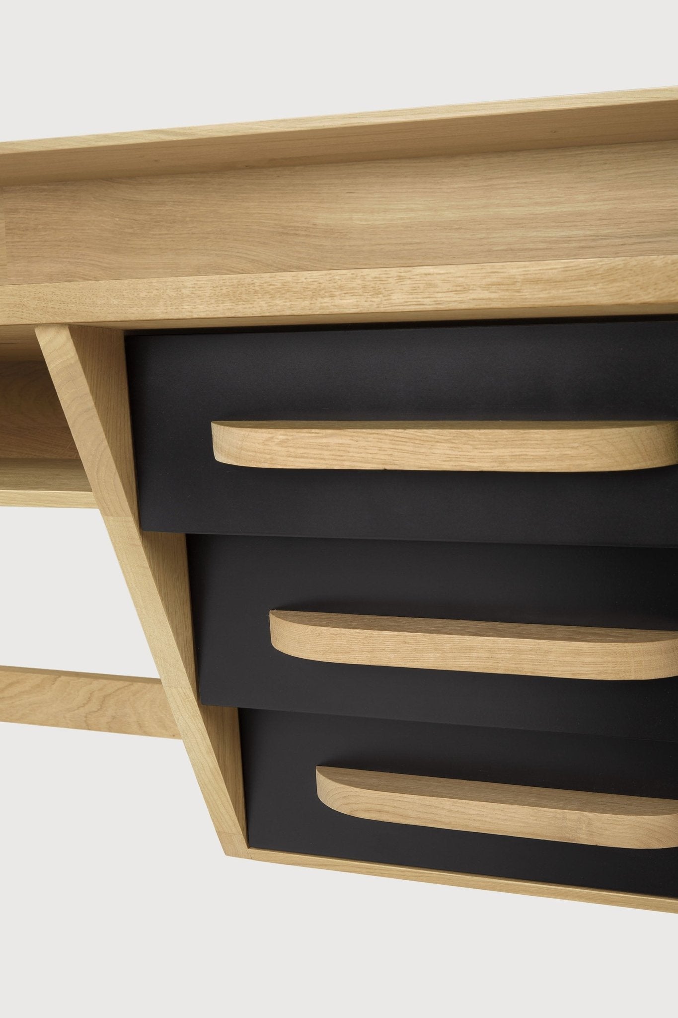 Origami desk - oak - black - 5 drawers - rectangular White Cliff Studio Desk