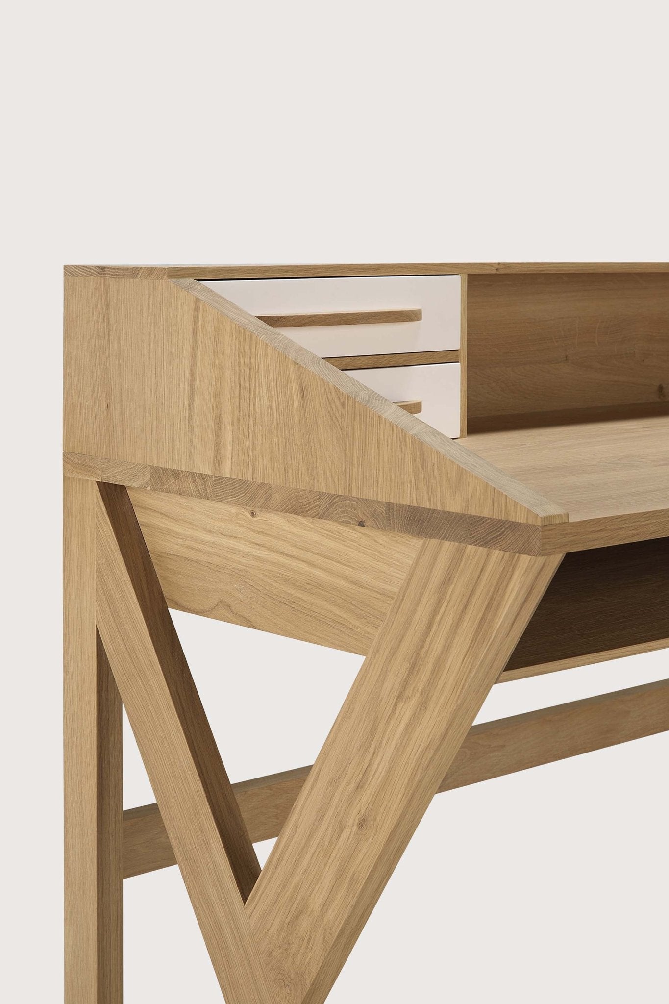 Origami desk - oak - cream - 5 drawers - rectangular White Cliff Studio Desk