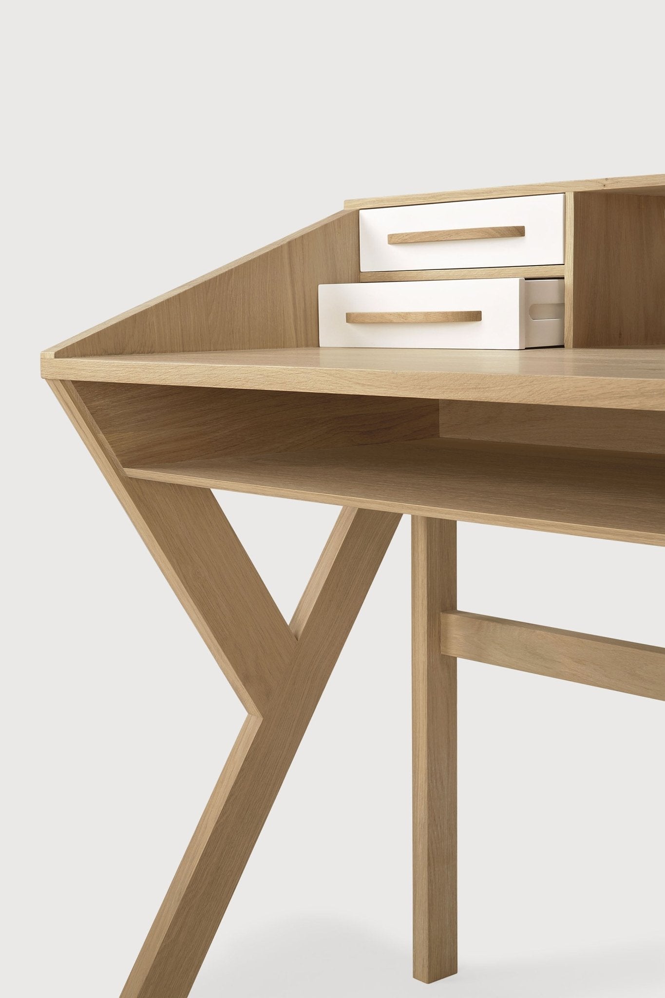 Origami desk - oak - cream - 5 drawers - rectangular White Cliff Studio Desk