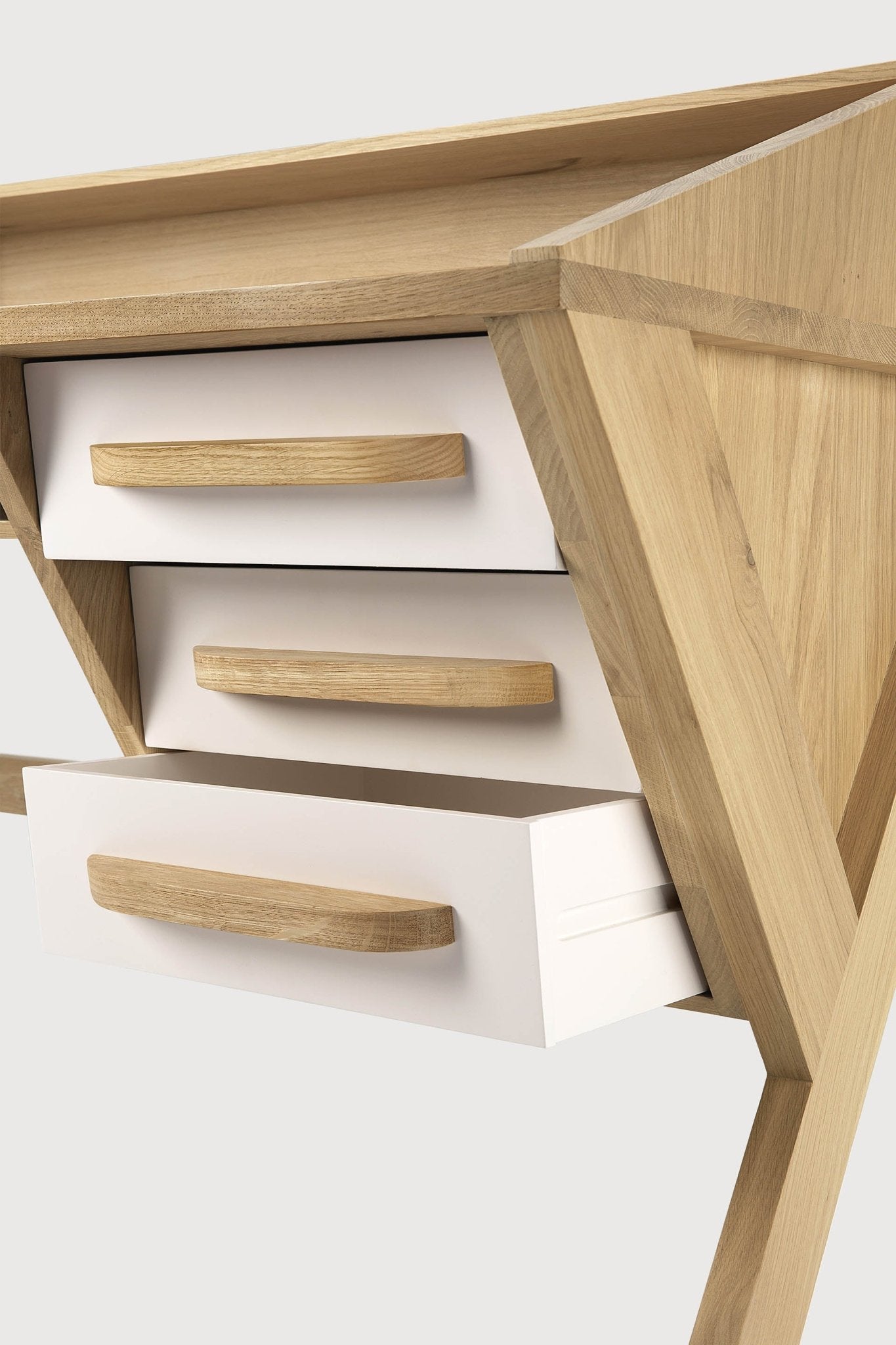 Origami desk - oak - cream - 5 drawers - rectangular White Cliff Studio Desk