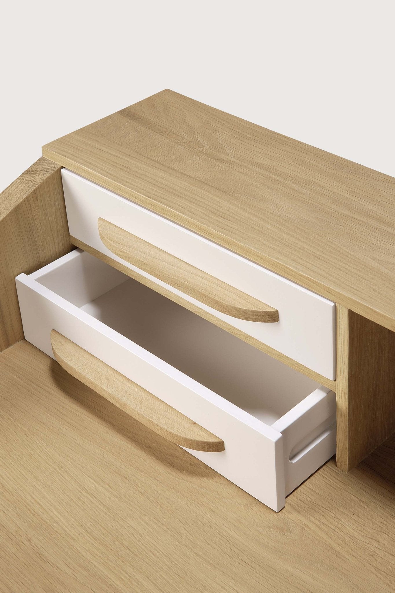Origami desk - oak - cream - 5 drawers - rectangular White Cliff Studio Desk