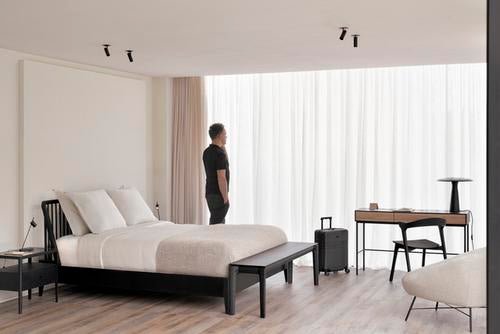 Oscar desk - teak - rectangular - with cable management White Cliff Studio Desk