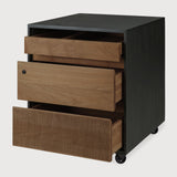 Oscar drawer unit - varnished teak - black - 3 drawers - with keylock White Cliff Studio Office Storage Drawers
