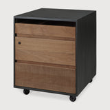 Oscar drawer unit - varnished teak - black - 3 drawers - with keylock White Cliff Studio Office Storage Drawers