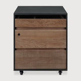 Oscar drawer unit - varnished teak - black - 3 drawers - with keylock White Cliff Studio Office Storage Drawers