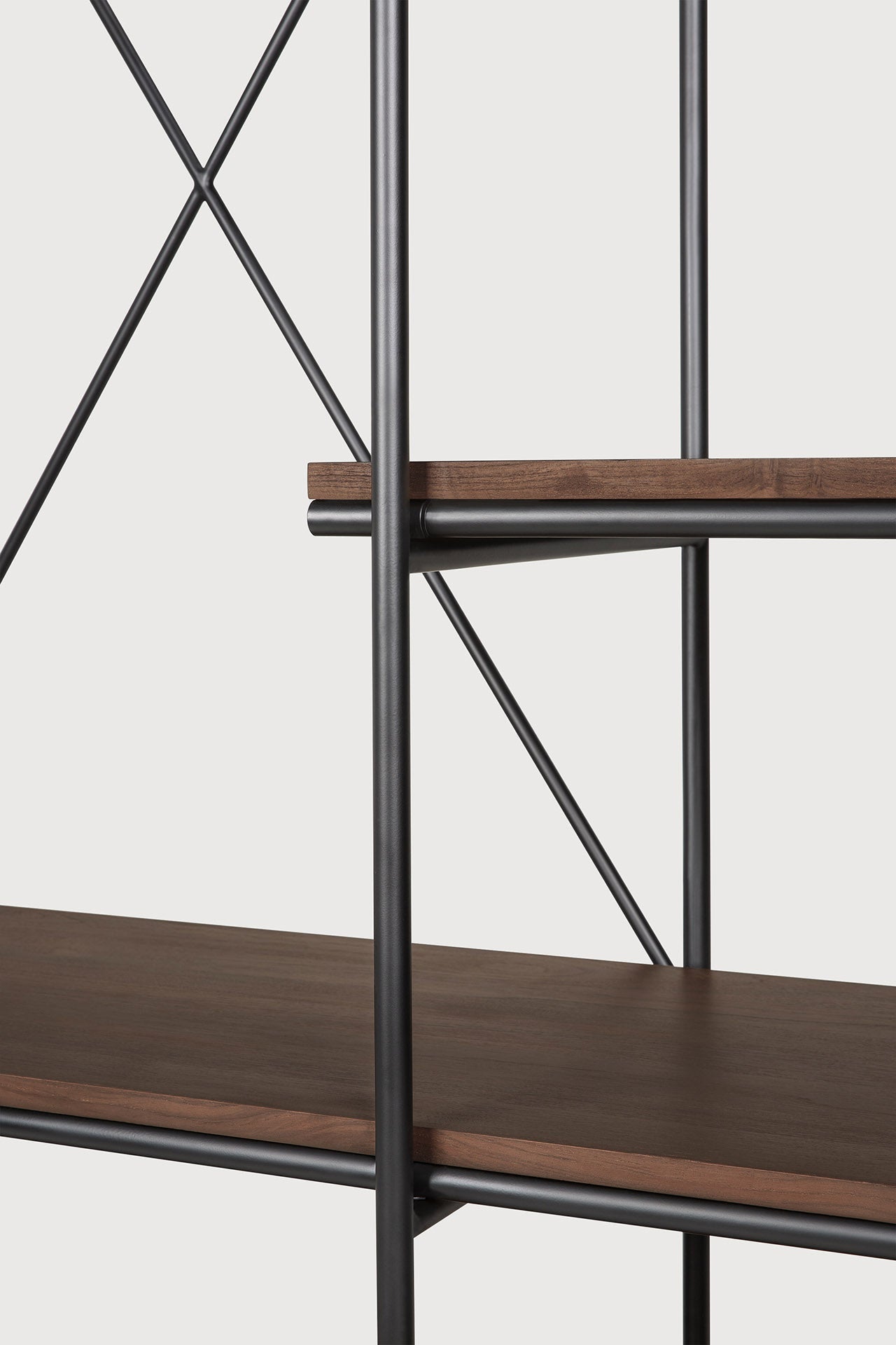 Oscar hanging rack - varnished teak - brown - with garment rail White Cliff Studio Wall Shelf