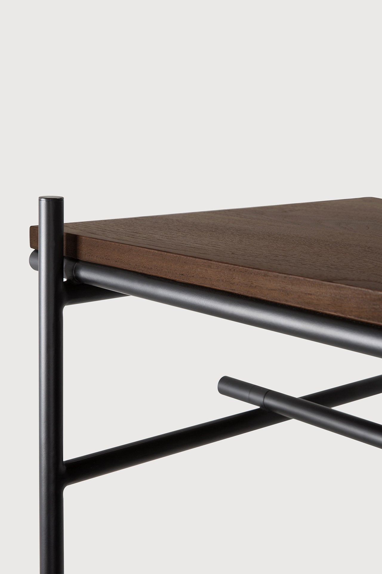 Oscar hanging rack - varnished teak - brown - with garment rail White Cliff Studio Wall Shelf