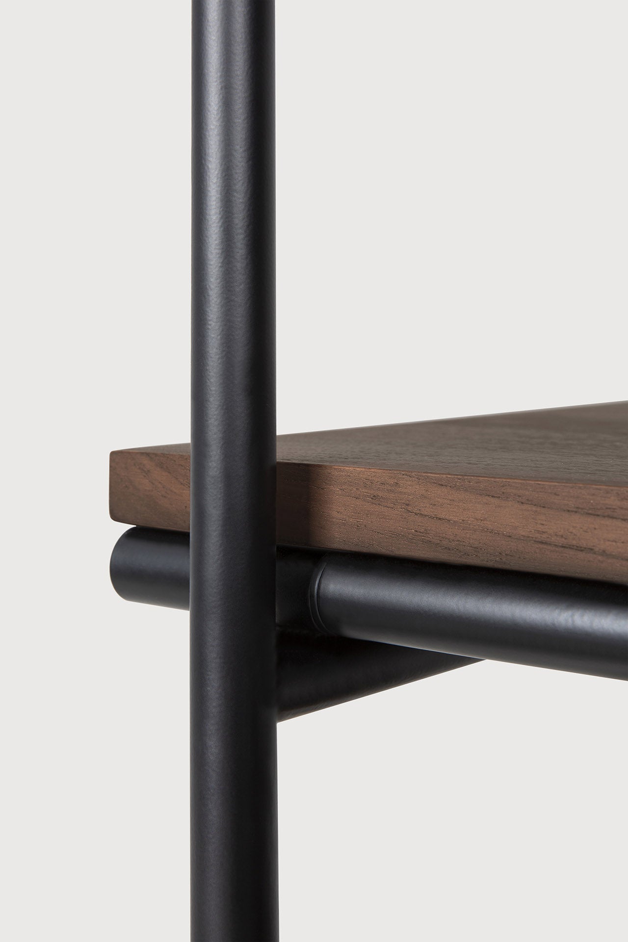 Oscar hanging rack - varnished teak - brown - with garment rail White Cliff Studio Wall Shelf