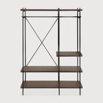 Oscar hanging rack - varnished teak - brown - with garment rail White Cliff Studio Wall Shelf