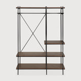 Oscar hanging rack - varnished teak - brown - with garment rail White Cliff Studio Wall Shelf