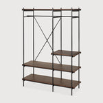 Oscar hanging rack - varnished teak - brown - with garment rail White Cliff Studio Wall Shelf