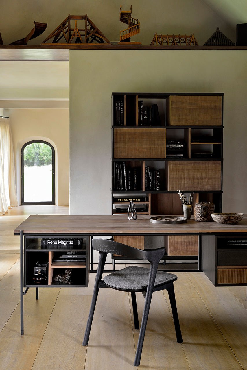 Oscar rack - teak - 5 sliding doors White Cliff Studio Wall Shelf