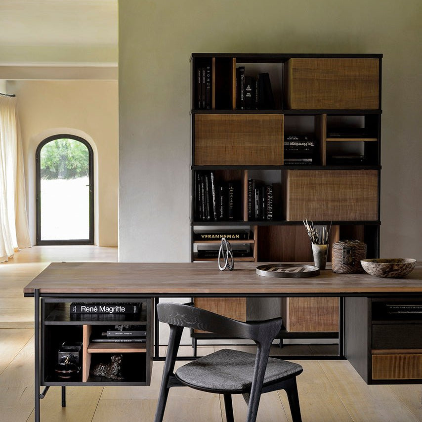 Oscar rack - teak - 5 sliding doors White Cliff Studio Wall Shelf