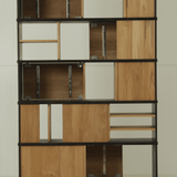 Oscar rack - teak - 5 sliding doors White Cliff Studio Wall Shelf