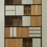 Oscar rack - teak - 5 sliding doors White Cliff Studio Wall Shelf