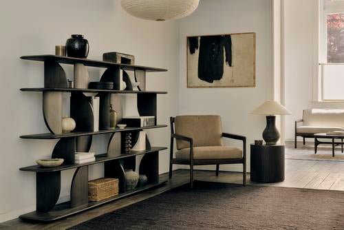 Oscar rack - teak - 5 sliding doors White Cliff Studio Wall Shelf