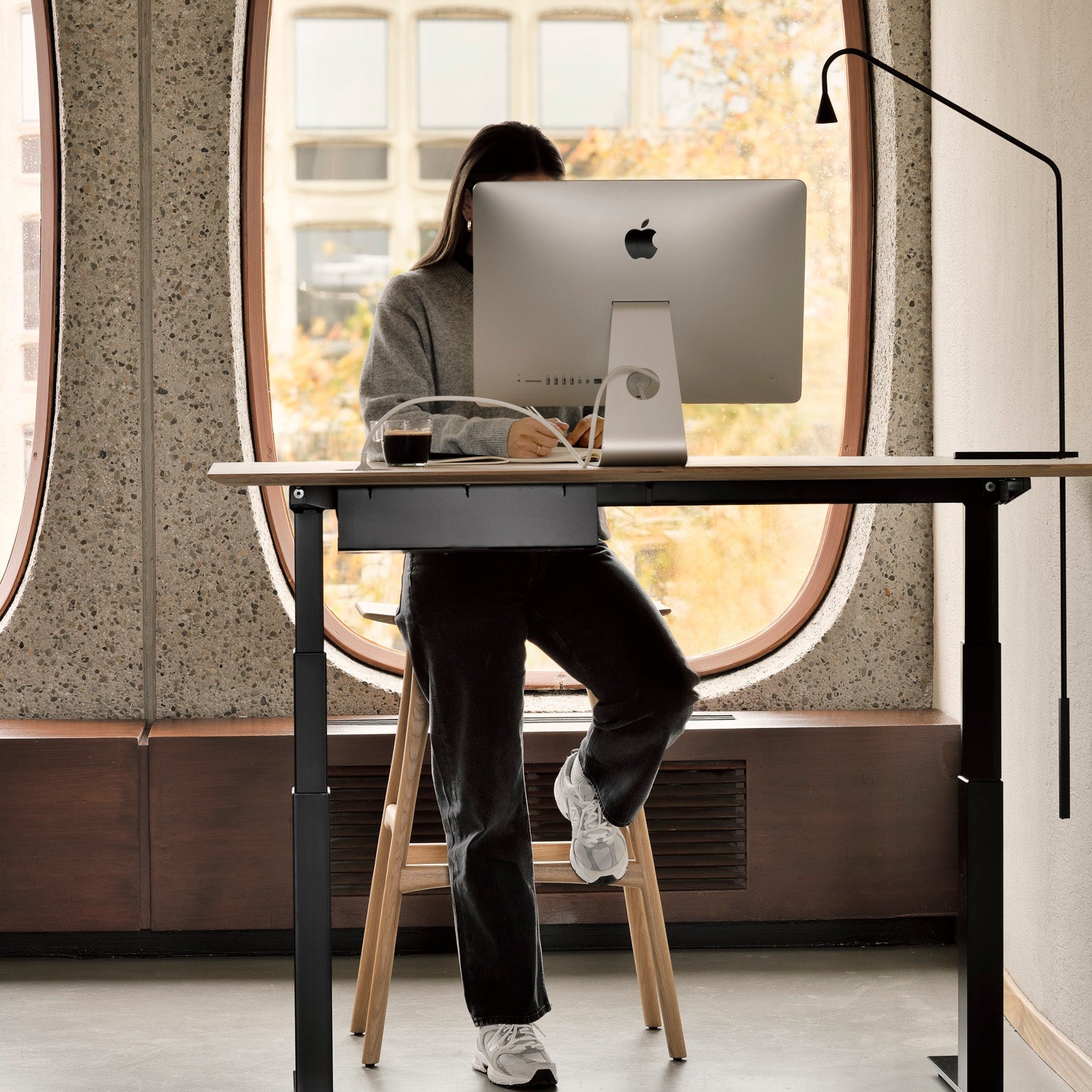 Osso bar stool - varnished oak White Cliff Studio Bar Stool