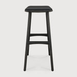 Osso counter stool - varnished oak - black - Black leather White Cliff Studio Counter Stool