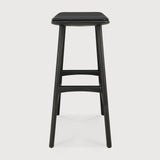 Osso counter stool - varnished oak - black - Black leather White Cliff Studio Counter Stool