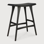 Osso counter stool - varnished oak - black - Black leather White Cliff Studio Counter Stool