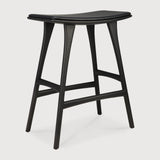 Osso counter stool - varnished oak - black - Black leather White Cliff Studio Counter Stool
