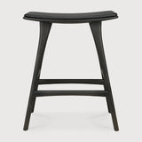 Osso counter stool - varnished oak - black - Black leather White Cliff Studio Counter Stool