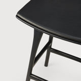 Osso counter stool - varnished oak - black - Black leather White Cliff Studio Counter Stool