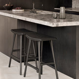 Osso counter stool - varnished oak - black - Black leather White Cliff Studio Counter Stool