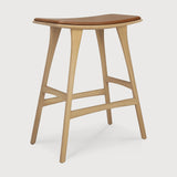 Osso counter stool - varnished oak - Cognac leather White Cliff Studio Counter Stool